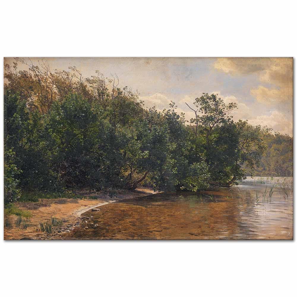 Ellebuske By Almind Lake by Janus La Cour as Art Print