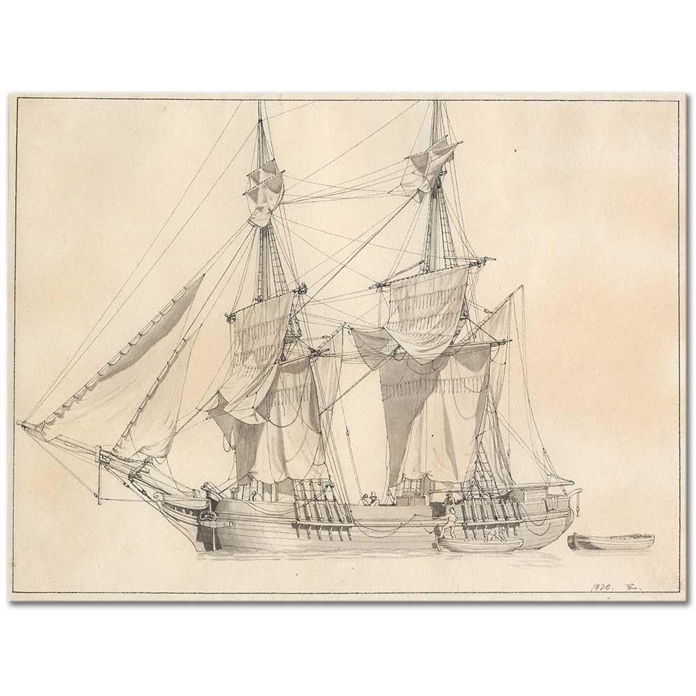 En Brig Tørrer Sejl by Christoffer Wilhelm Eckersberg as Art Print