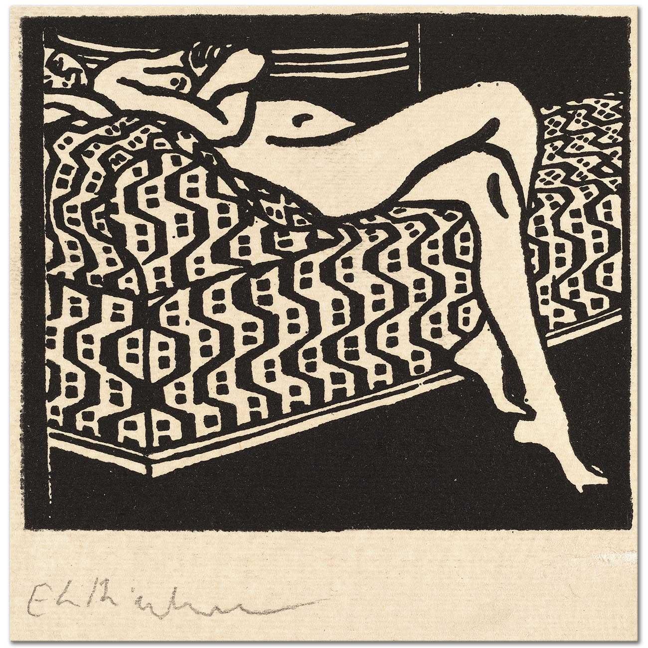 Ernst Ludwig Kirchner Divan Üzerine Uzanmış Nü Kanvas Tablo