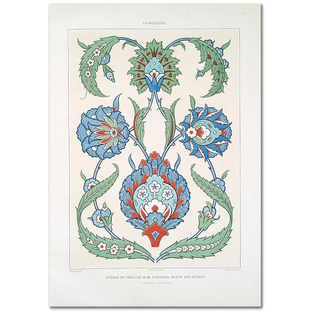 Emile Prisse d'Avennes Yaprak ve Çiçek Etüdü Kanvas Tablo