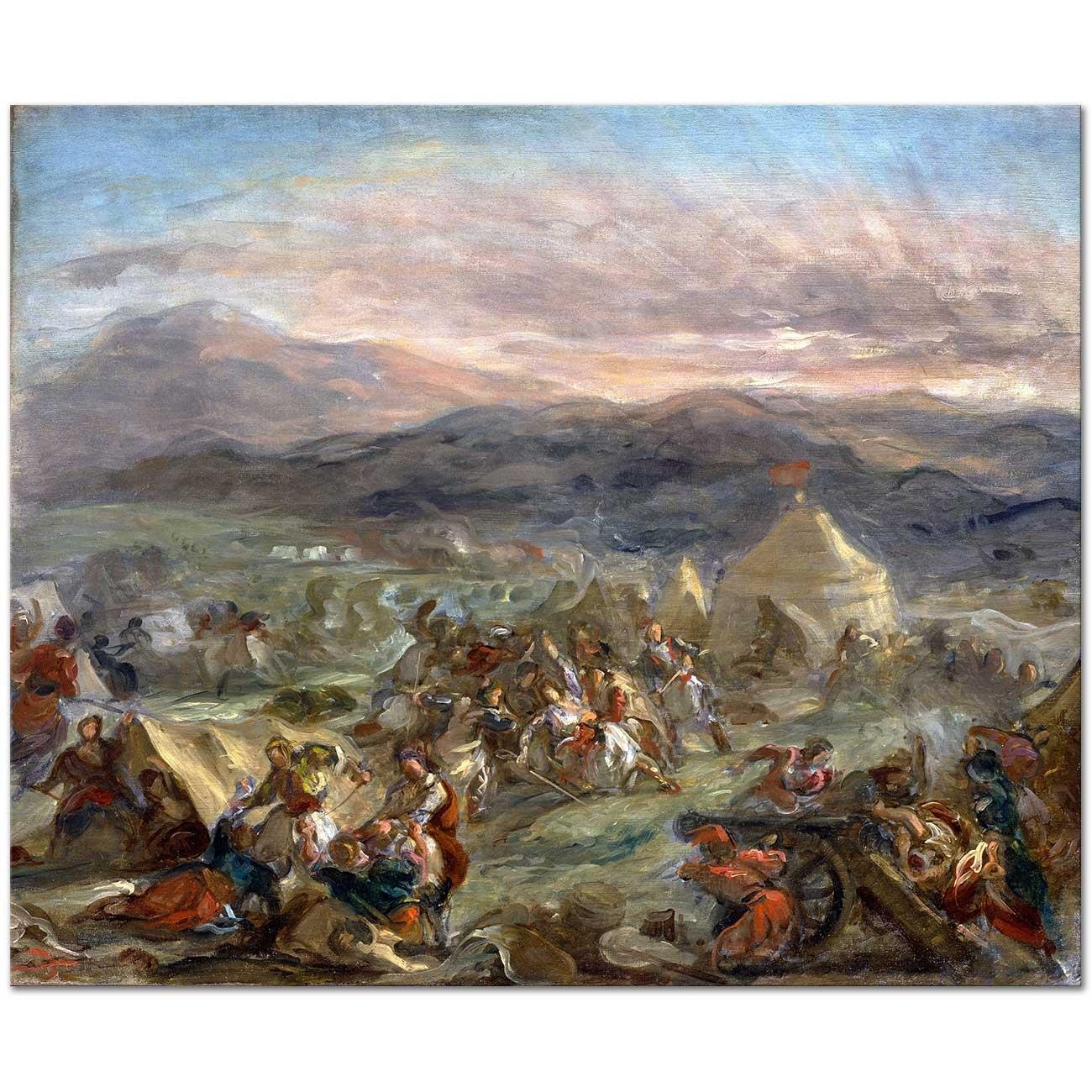 Botzaris Surprises the Turkish Camp and Falls Fatally Wounded by Eugene Delacroix