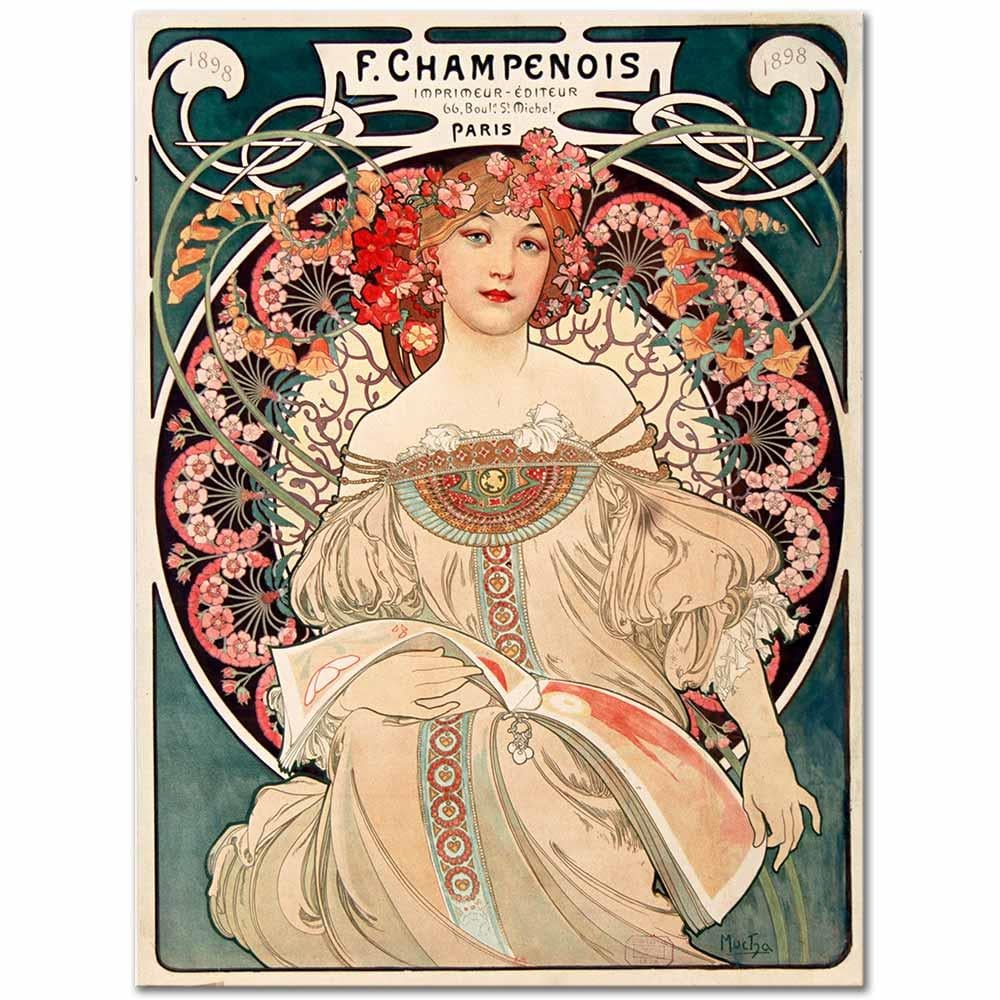 F. Champenois Imprimeur Editeur by Alphonse Mucha as Art Print