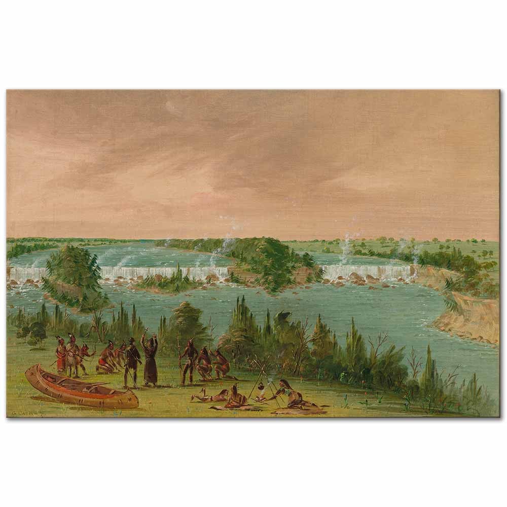 Father Hennepin and Companions at the Falls of St. Anthony by George Catlin as Fine Art Print