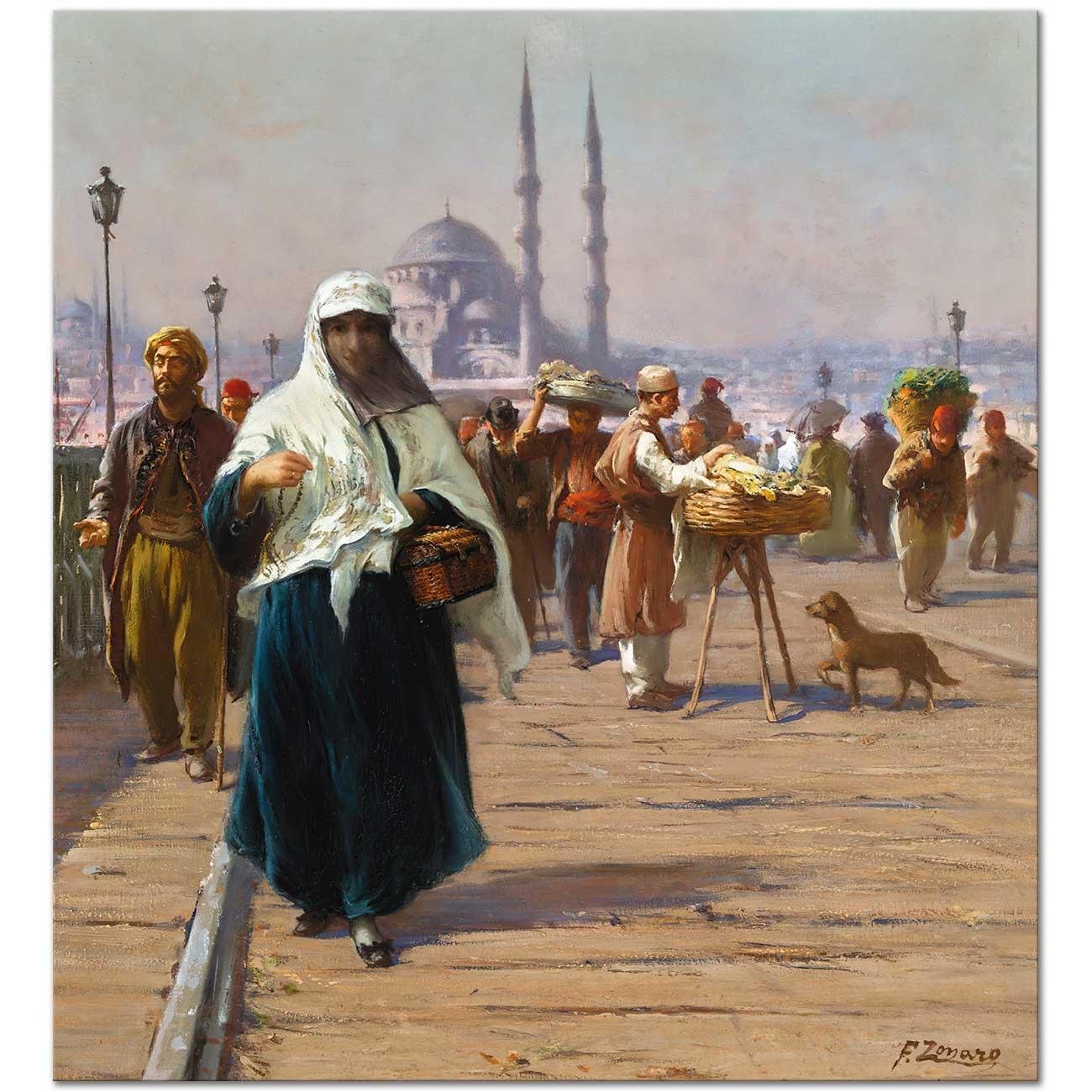 On The Galata Bridge, Constantinople by Fausto Zonaro