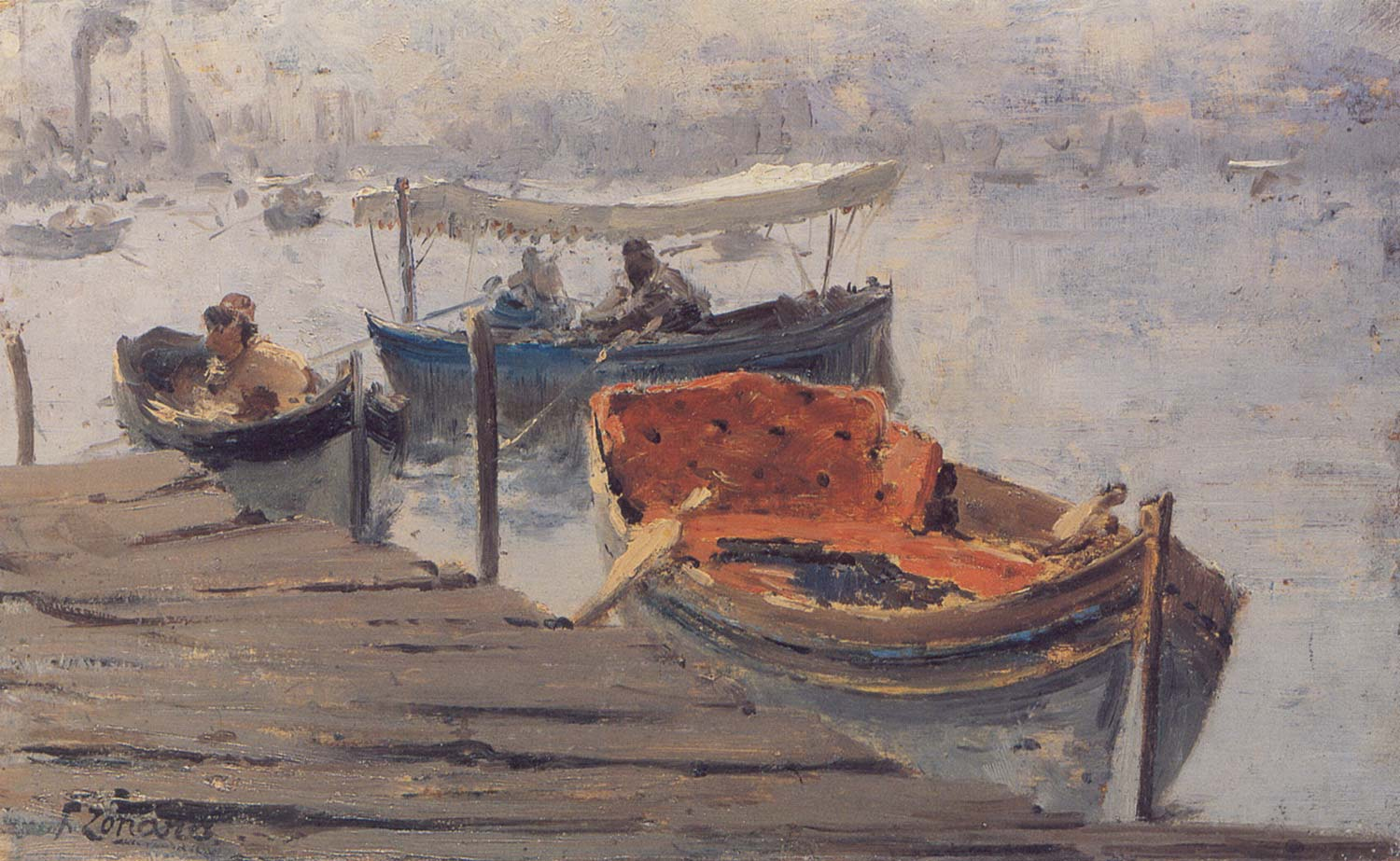 Fausto Zonaro Study for Boarding the Boat Istanbul Art Print