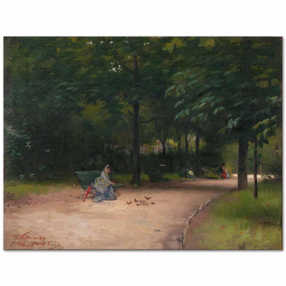 Paul Peel Parkta Kuş Beslemek Kanvas Tablo