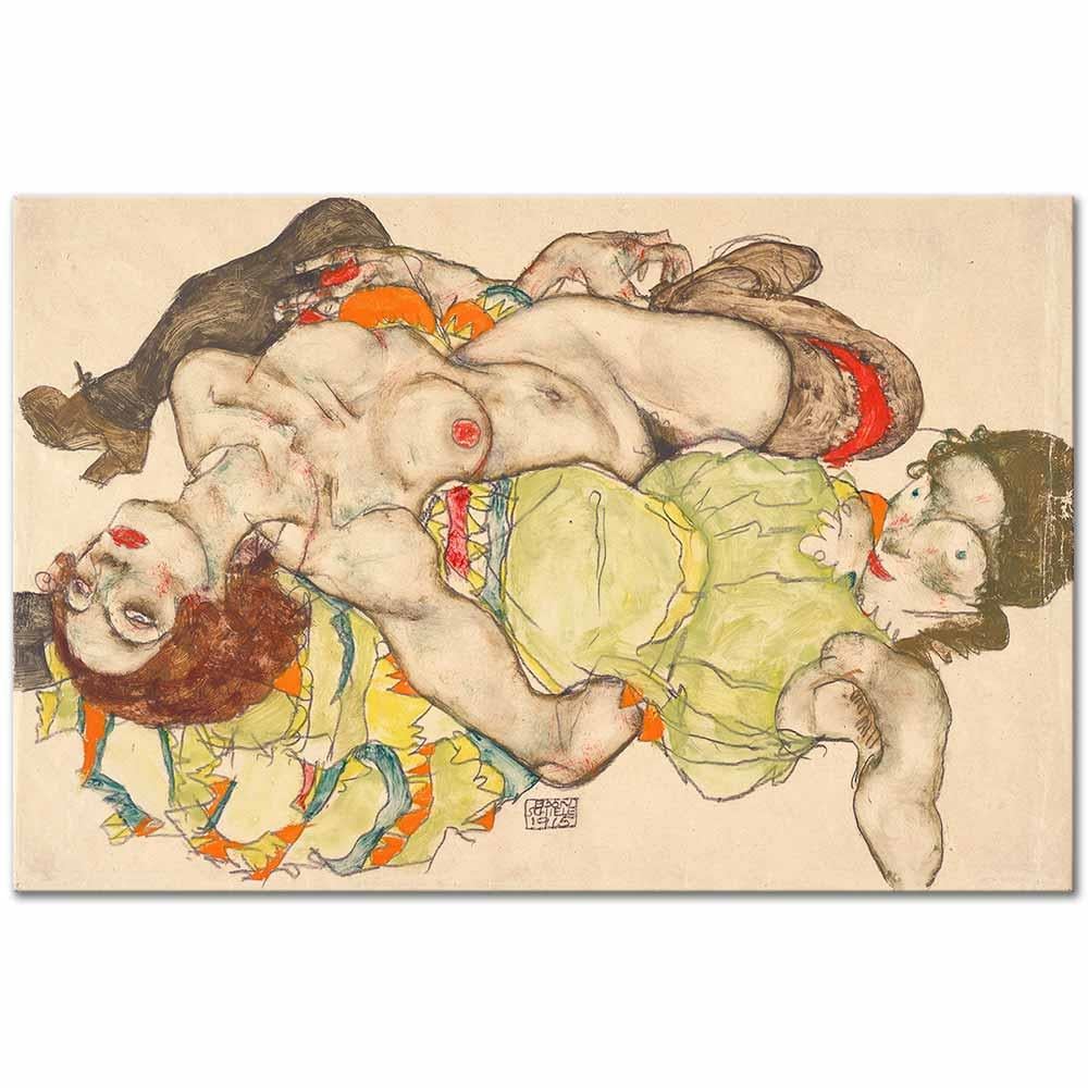 Egon Schiele Kadın Aşıklar Kanvas Tablo