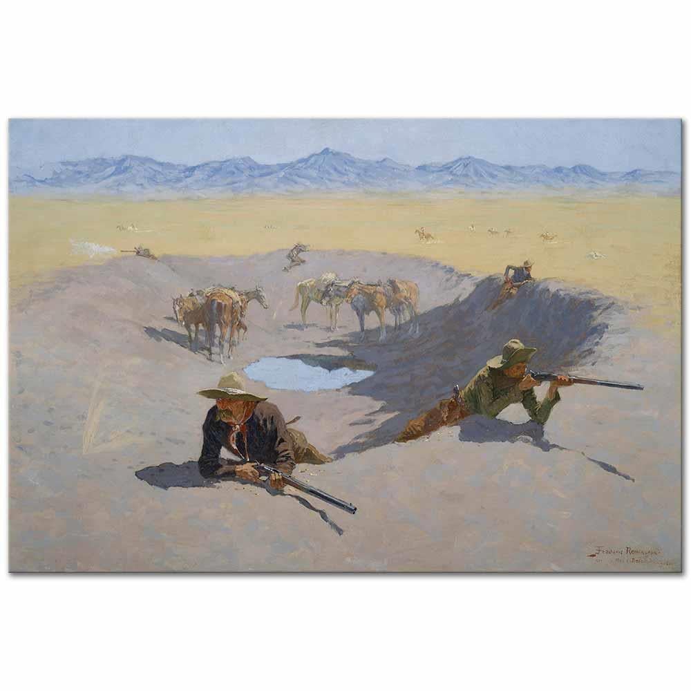 Frederic Remington Su Birikintisi için Savaş Kanvas Tablo