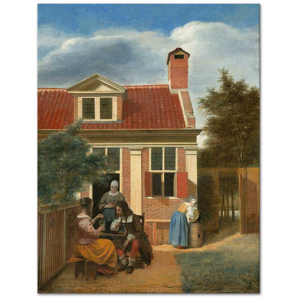 Figures in a Courtyard Behind a House by Pieter de Hooch