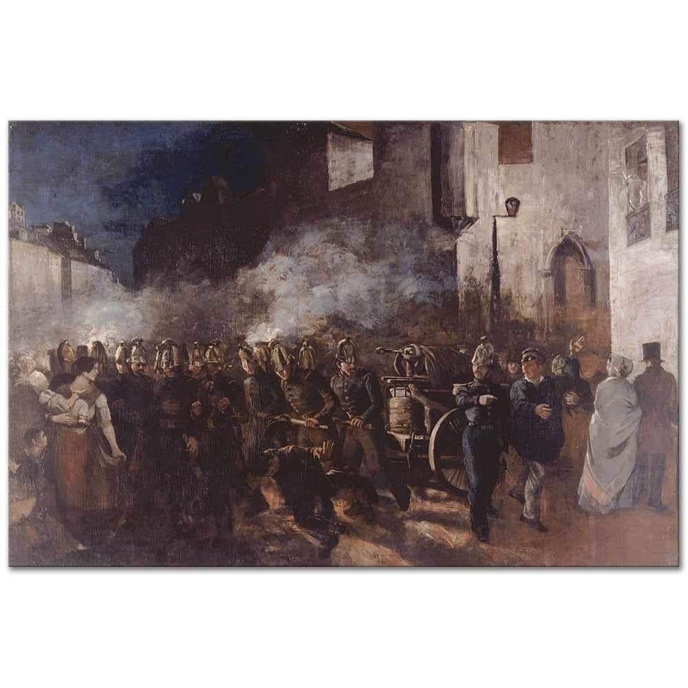 Gustave Courbet Yangına Koşan İtfayeciler Kanvas Tablo