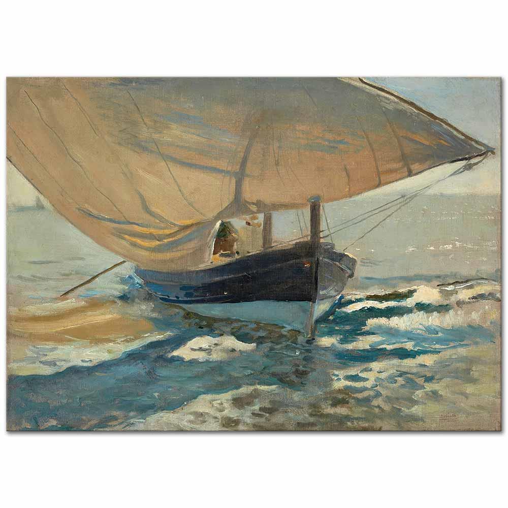 Fishing Boats On The Beach, Valencia by Joaquin Sorolla as Art Print