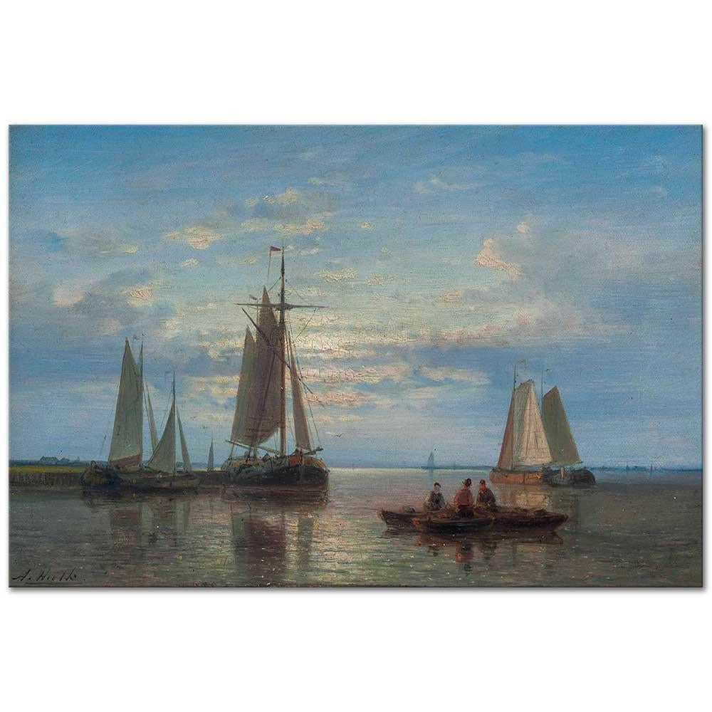 Fishing Vessels On Calm Waters by Abraham Hulk as Fine Art Print