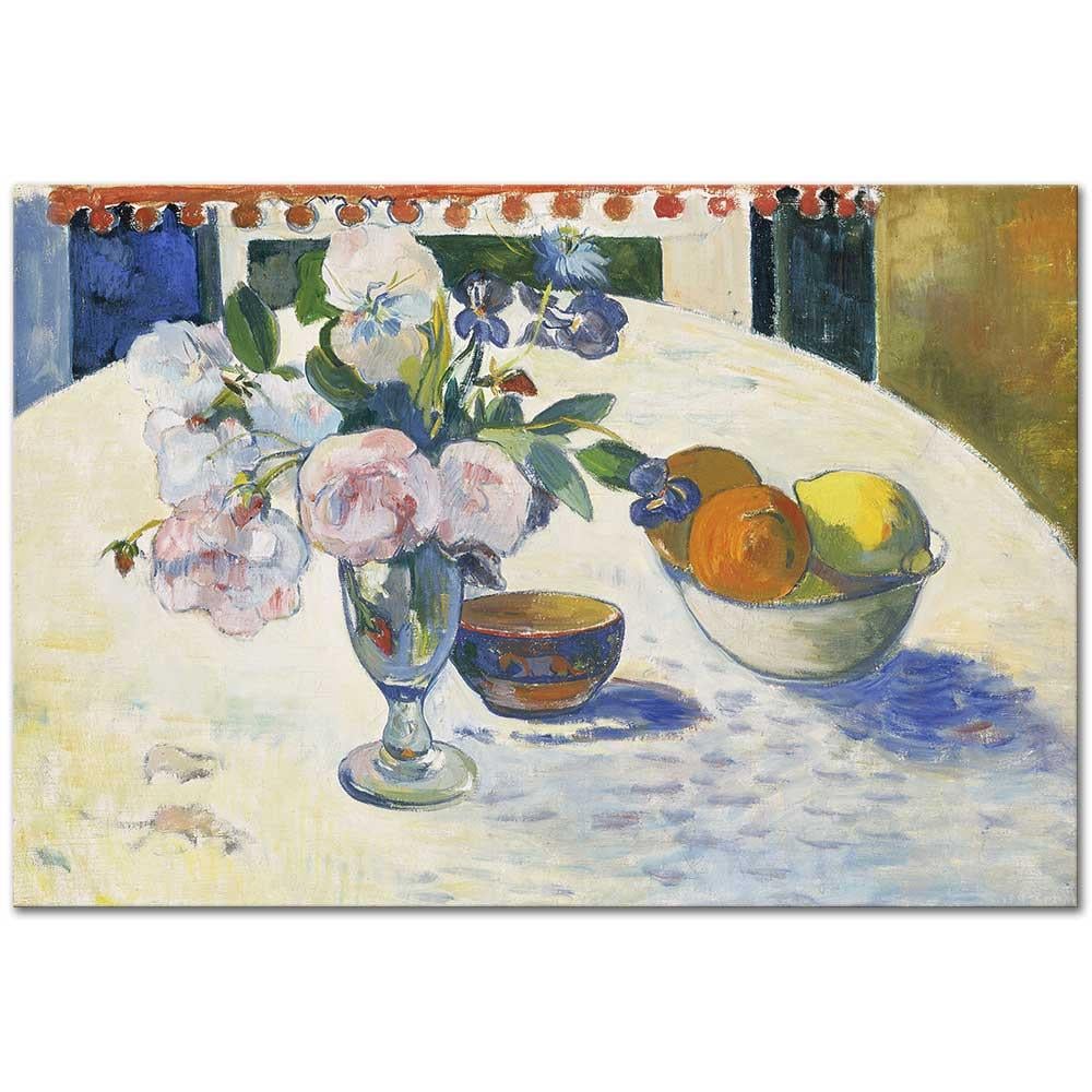 Flowers and a Bowl of Fruit by Paul Gauguin as Fine Art Print