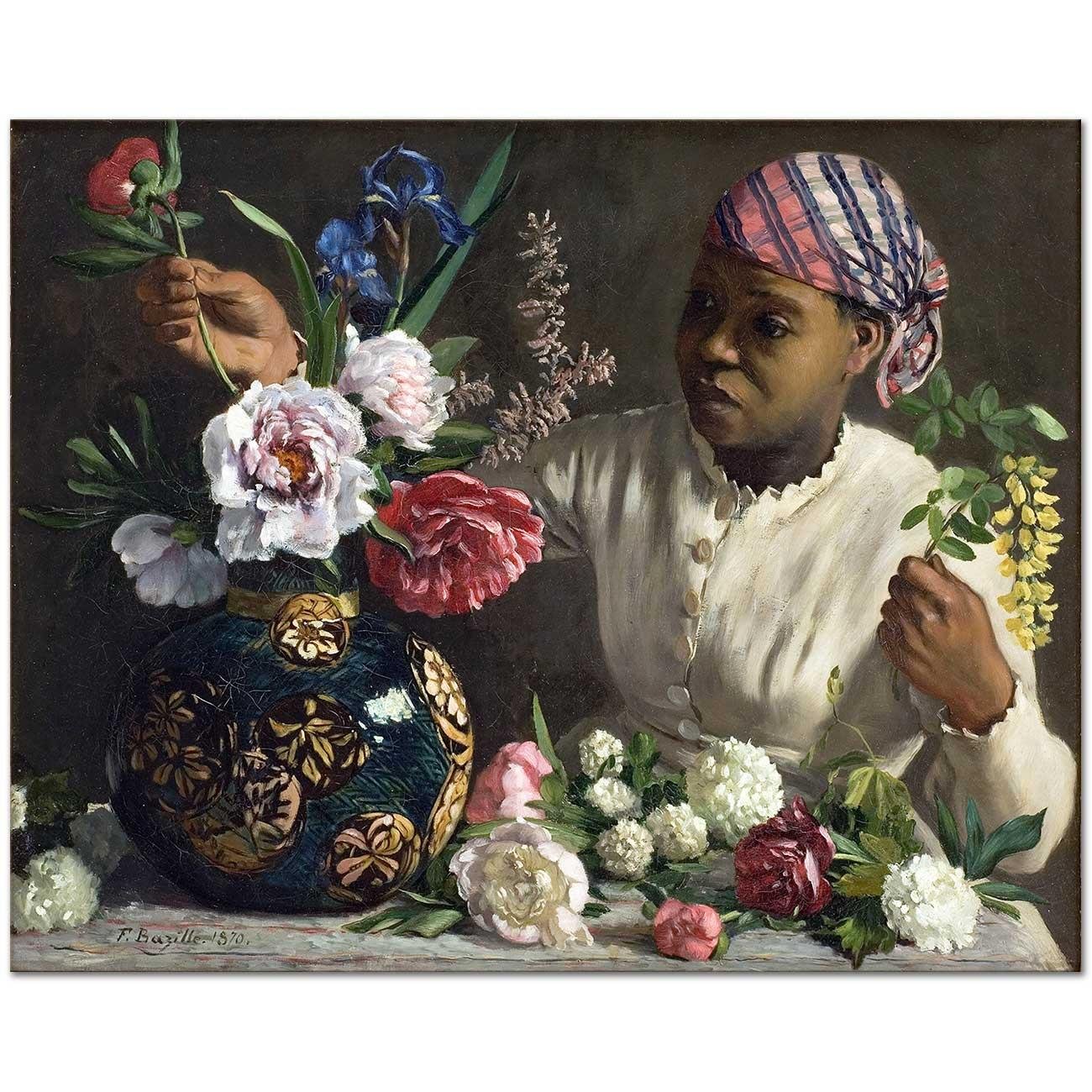 Black Woman with Peonies by Frederic Bazille