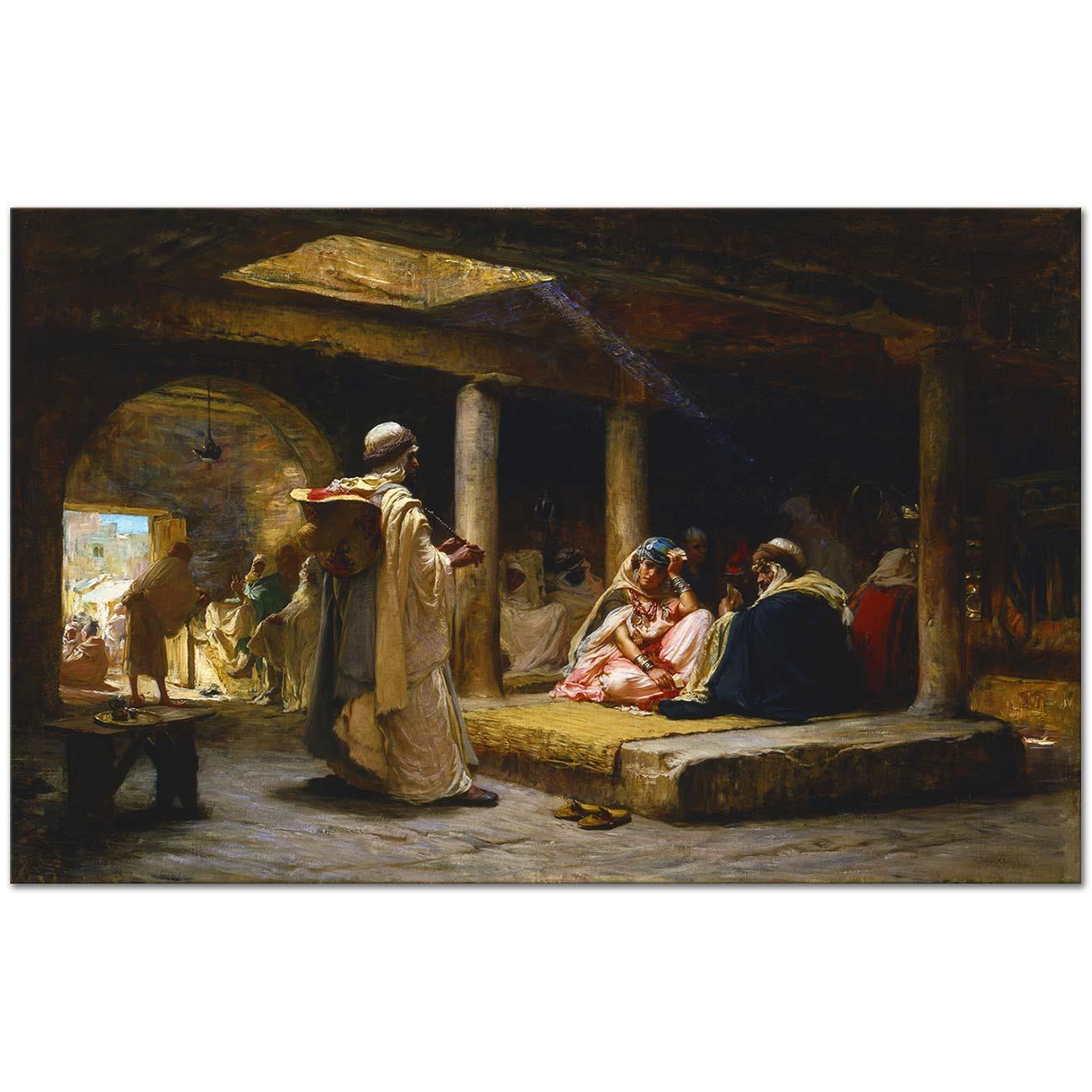 Frederick Arthur Bridgman Cafe at Biskra, Algeria Art Print
