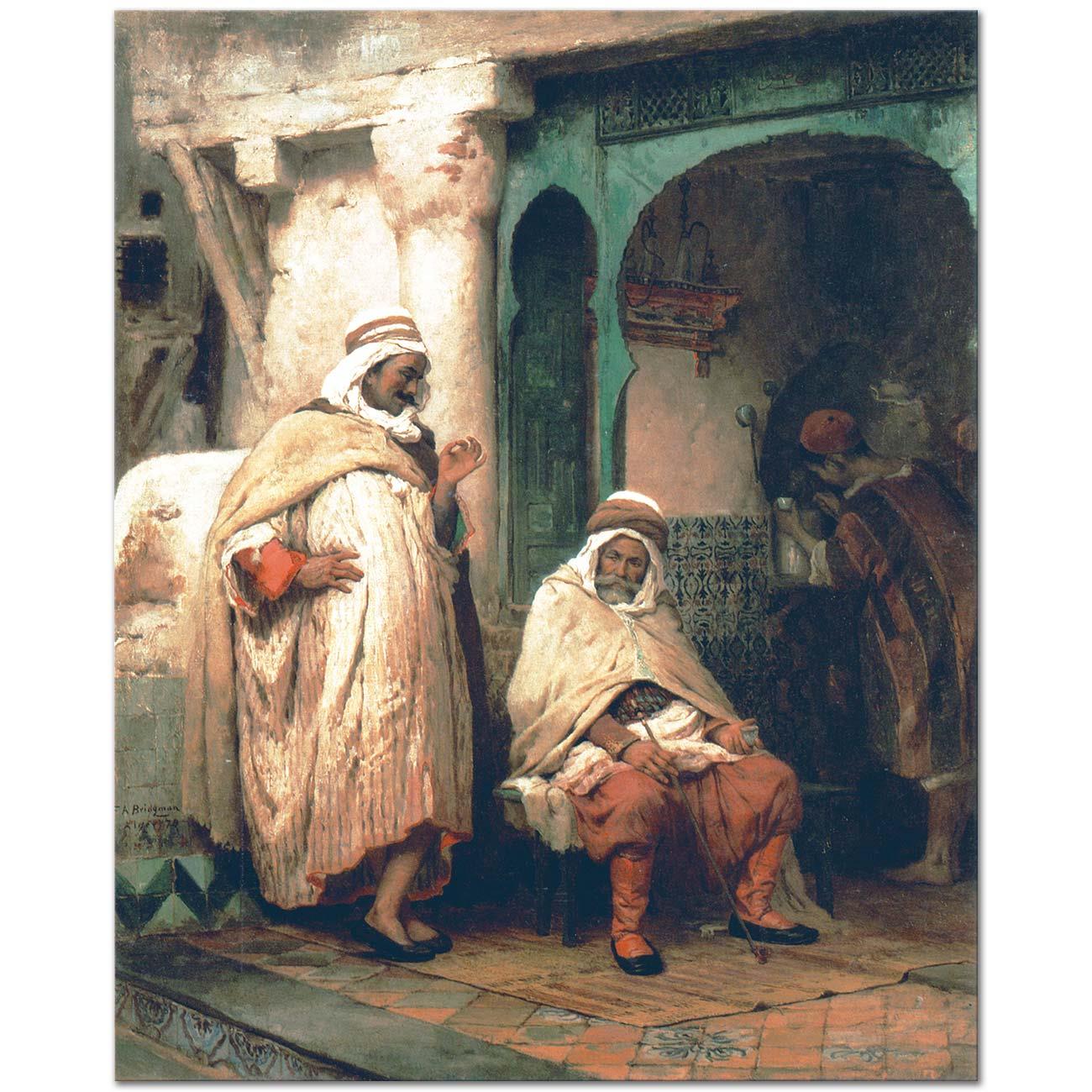 Conversation in a Cafe by Frederick Arthur Bridgman