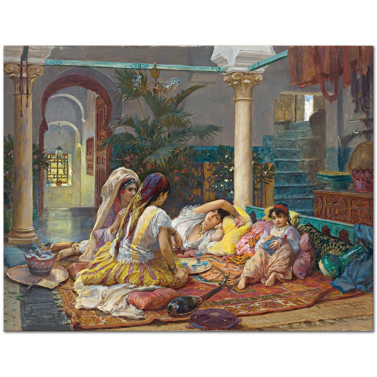 Frederick Arthur Bridgman Haremde Yaşam Kanvas Tablo