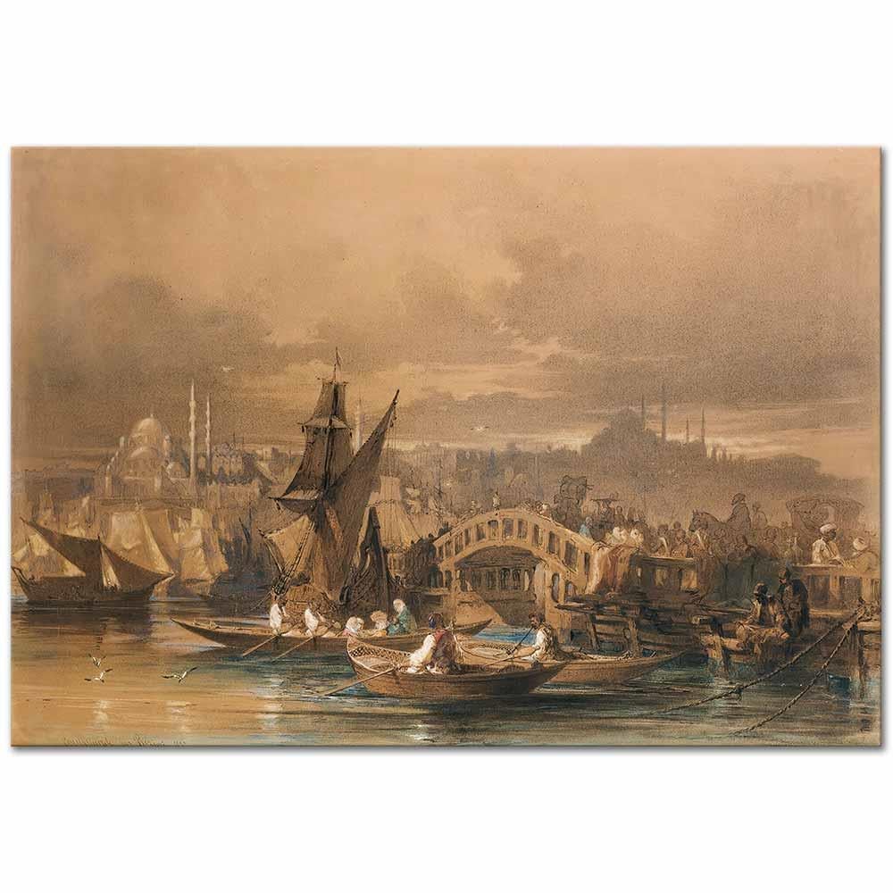 Amadeo Preziosi Galata Köprüsü İstanbul Kanvas Tablo