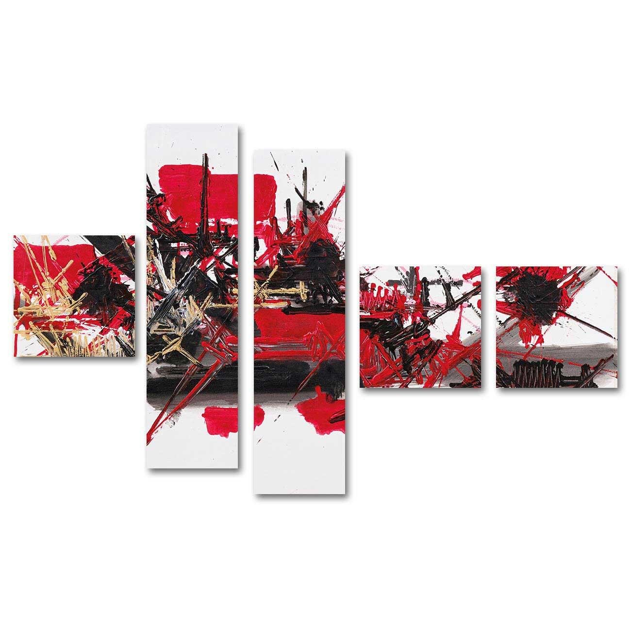 Georges Mathieu Kompozisyon 5 Parçalı Set Kanvas Tablo