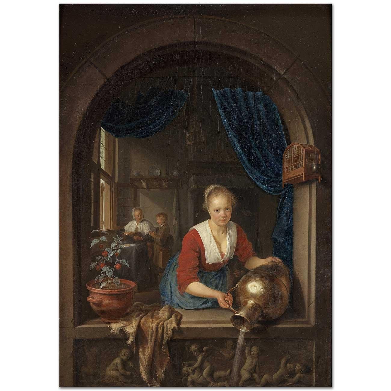 Gerrit Dou Penceredeki Hizmetçi Kanvas Tablo