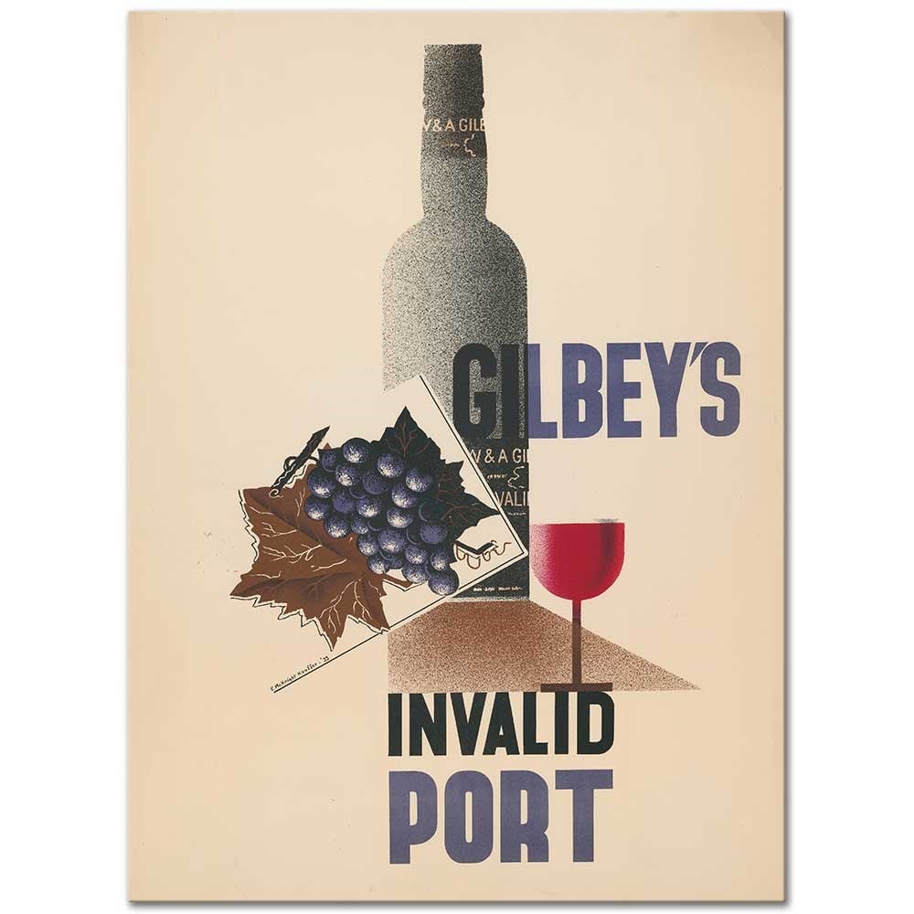 Edward McKnight Kauffer Gilbey's Invalid Port D174 Kanvas Tablo
