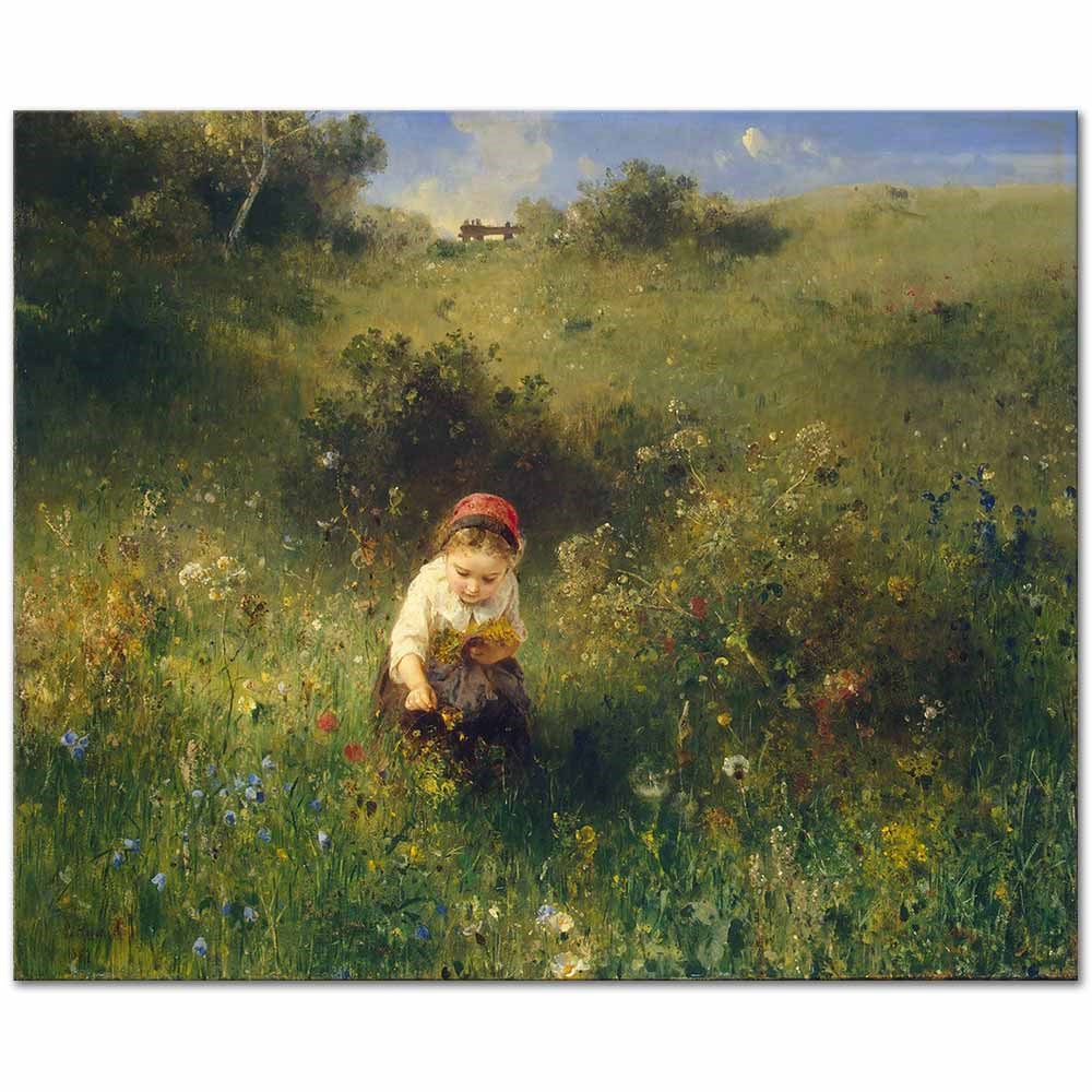 Girl In A Field by Ludwig Knaus as Fine Art Print
