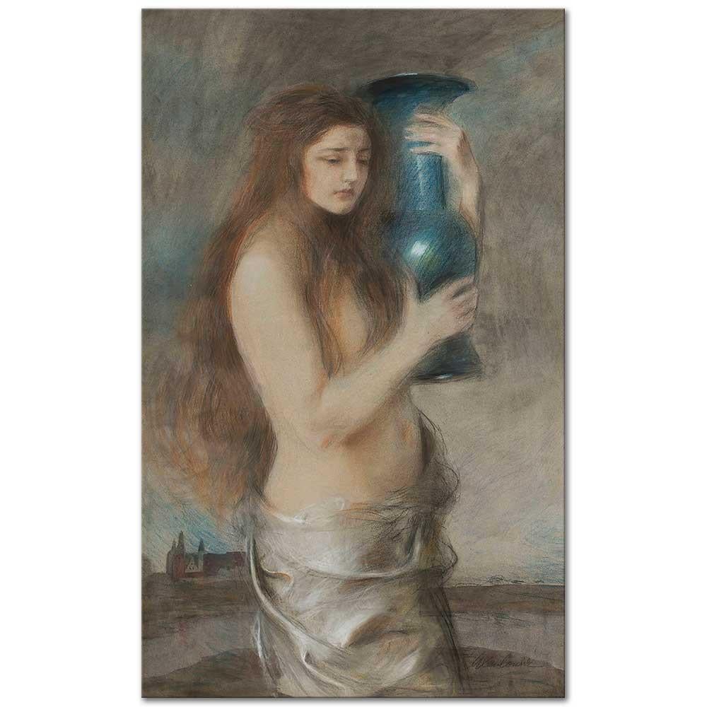 Girl With A Blue Vase by Teodor Axentowicz