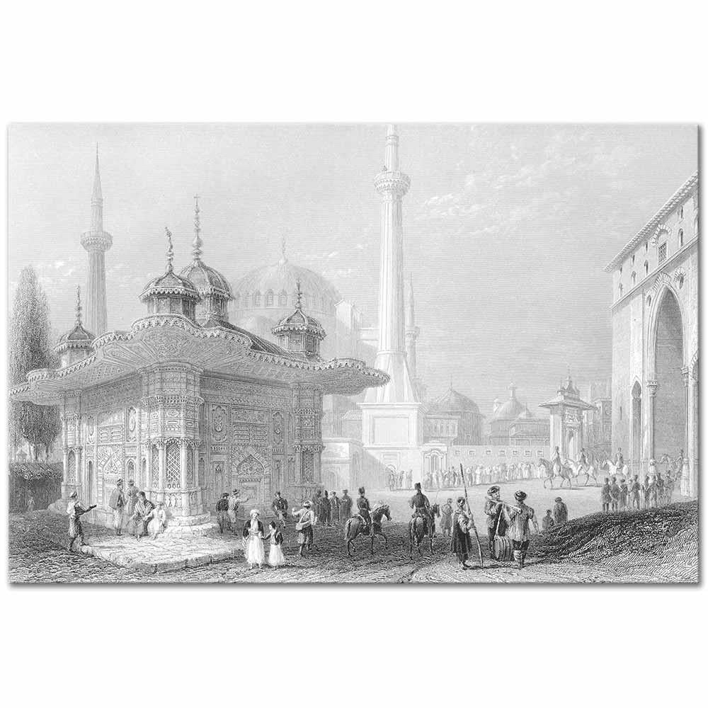 William Henry Bartlett Ayasofya Önünde Kanvas Tablo