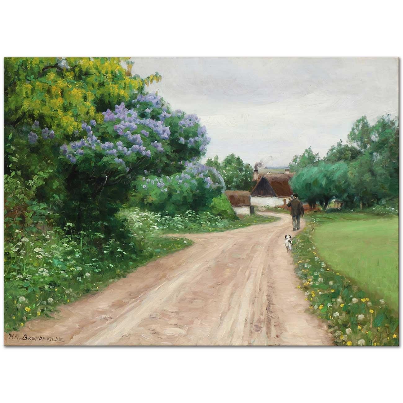 Country Road with Flowering Lilacs by Hans Andersen Brendekilde