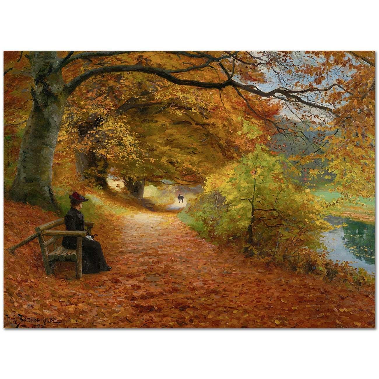 Wooded Path In Autumn by Hans Andersen Brendekilde