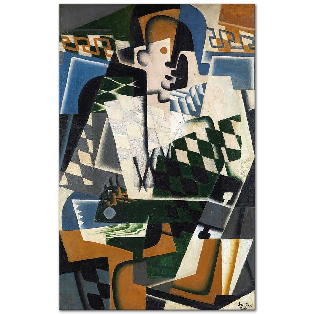 Juan Gris Palyaço Gitarı İle Kanvas Tablo