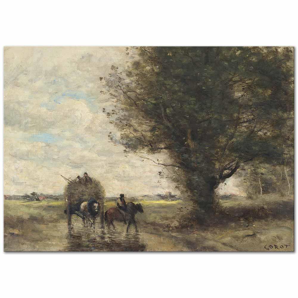 Hay Wagon by Jean Baptiste Camille Corot as Art Print