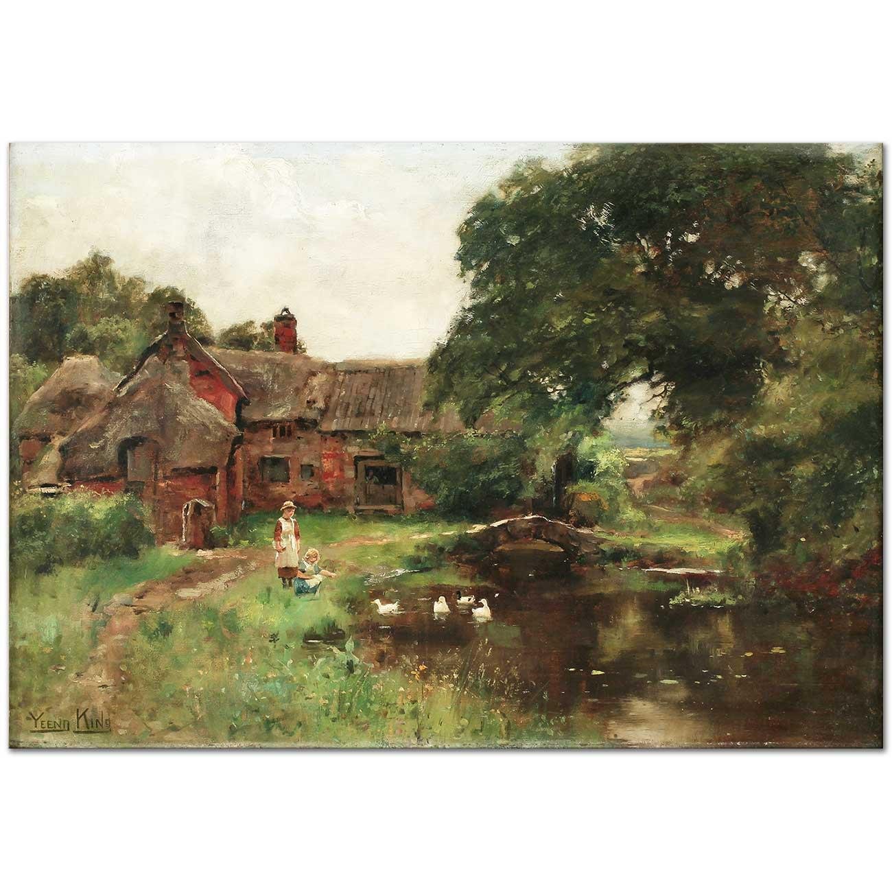 Henry John Yeend King Ördeklere Yem Verirken Kanvas Tablo