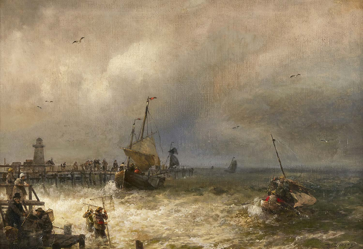 Hermann Herzog The Return From Fishing Art Print