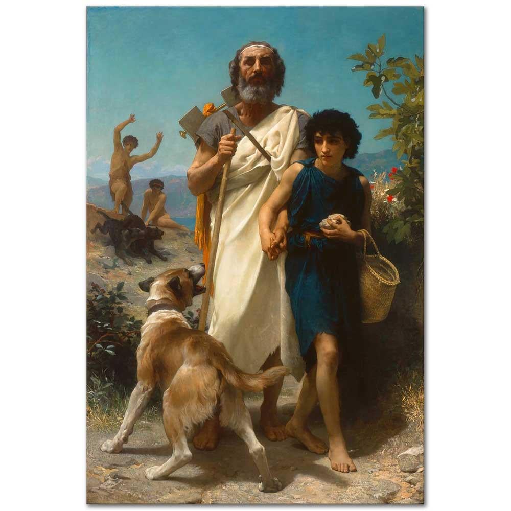 William Adolphe Bouguereau Homeros ve Rehberi Kanvas Tablo