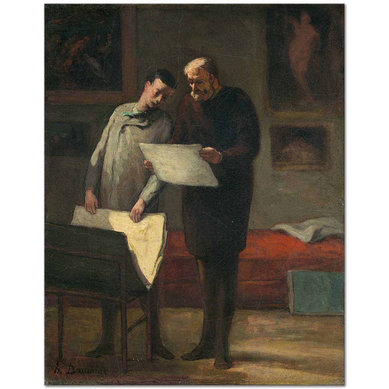 Honore Daumier Genç Ressama Öğütler Kanvas Tablo