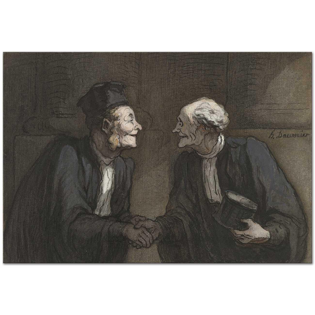 Two Lawyers Handshake by Honore Daumier