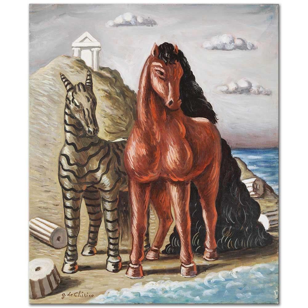 Giorgio de Chirico At ve Zebra Kanvas Tablo