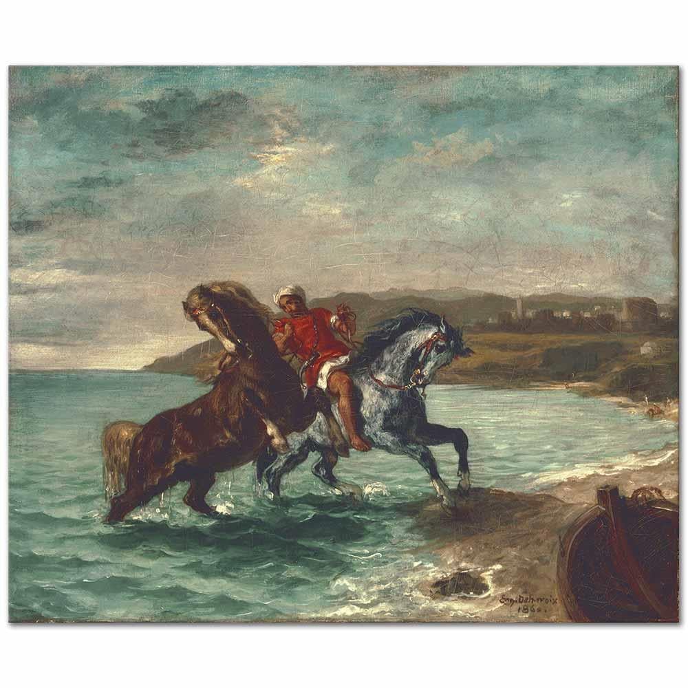 Eugene Delacroix Denizden Çıkan Atlar Kanvas Tablo