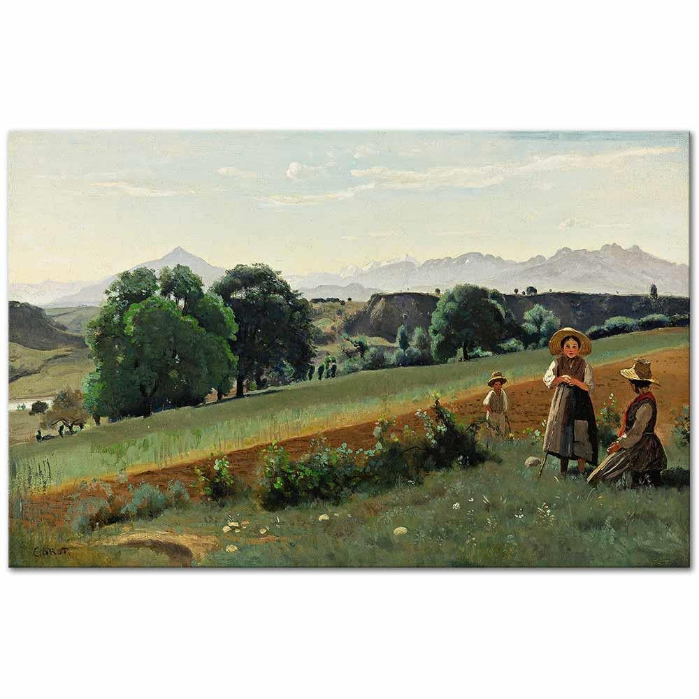Jean Baptiste Camille Corot Tarlada Kanvas Tablo