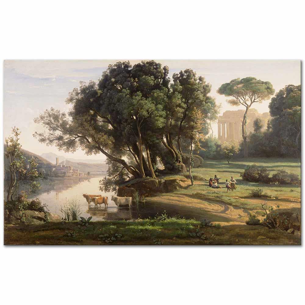 Jean Baptiste Camille Corot İtalya Manzarası Kanvas Tablo