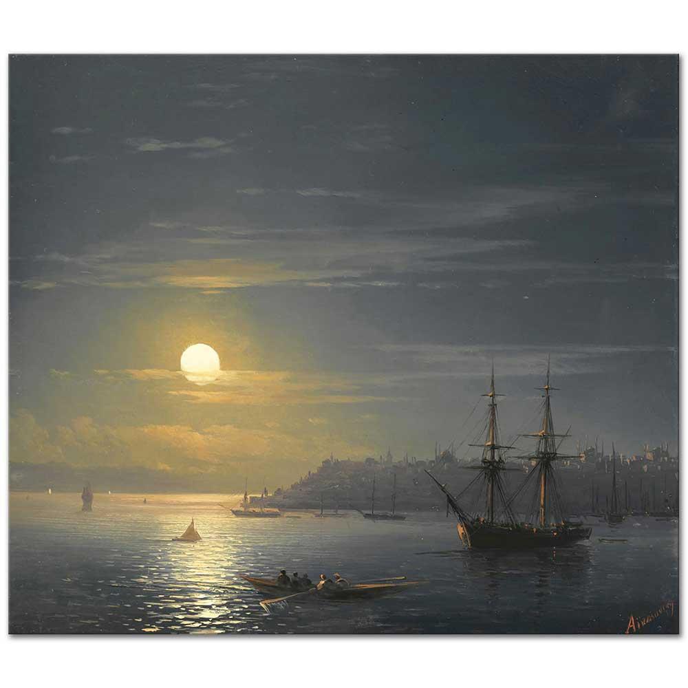 Ivan Ayvazovski Mehtapta Istanbul'a Bakış Kanvas Tablo