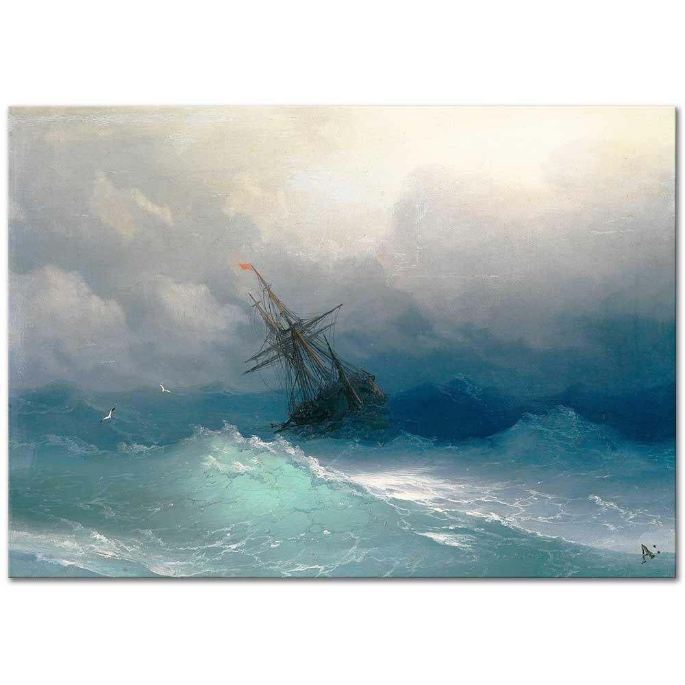Ayvazovsky Fırtınalı Denizde Gemi Kanvas Tablo