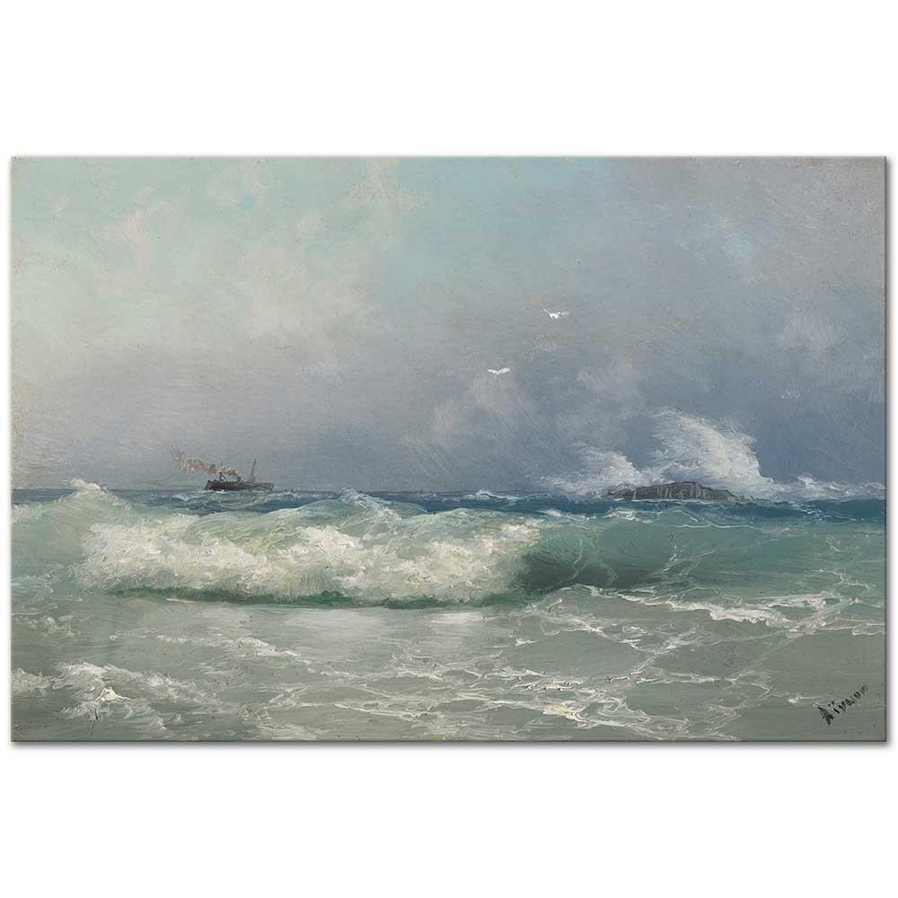 Steamship at the Sea by Ivan Aivazovsky