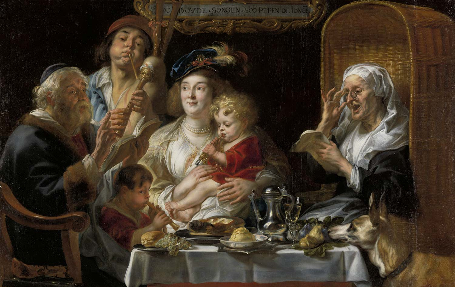 Jacob Jordaens As The Old Sang So The Young Pipe Art Print