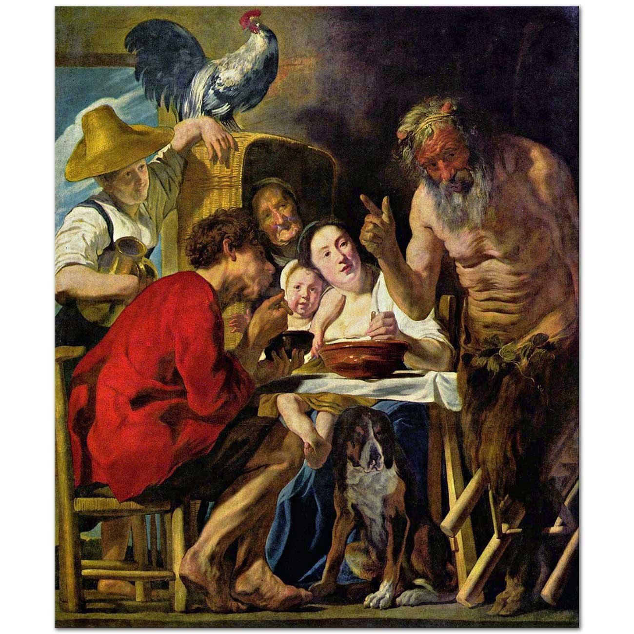 The Satyr And The Peasant Family by Jacob Jordaens