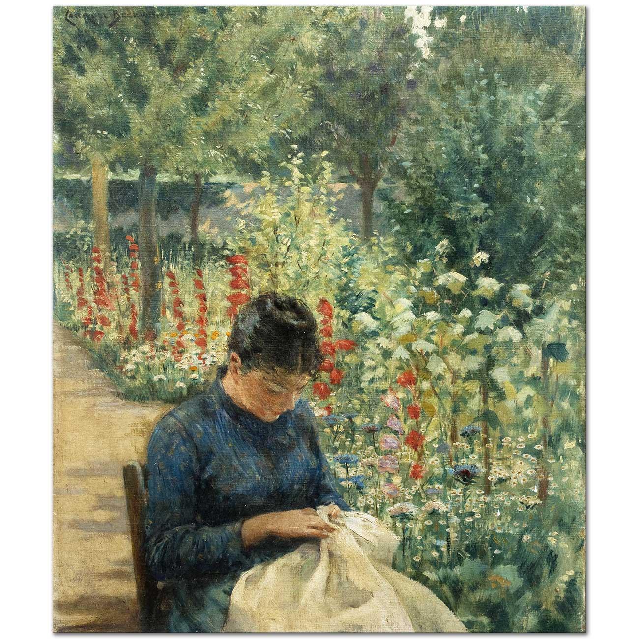 James Carroll Beckwith Bahçede Kanvas Tablo