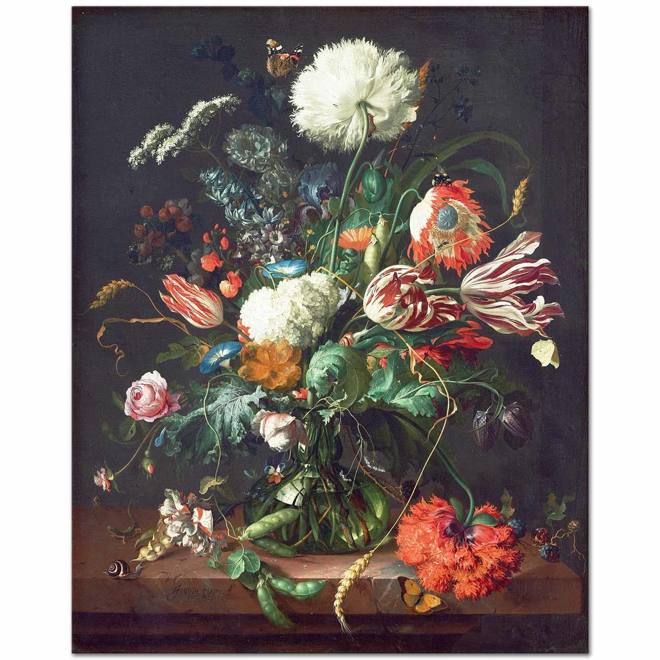 Jan Davidsz de Heem Vazoda Çiçek Demeti Kanvas Tablo