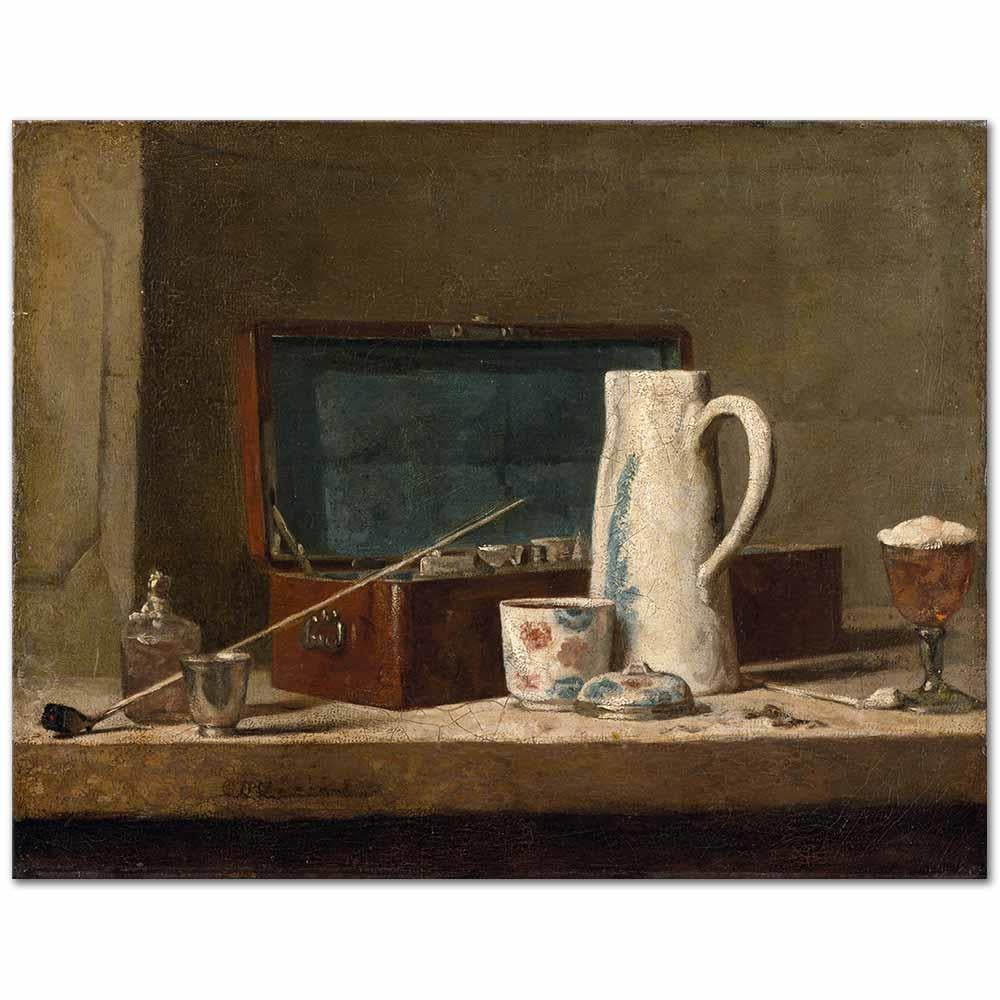 Jean Baptiste Simeon Chardin Testi ve Pipolu Natürmort Kanvas Tablo