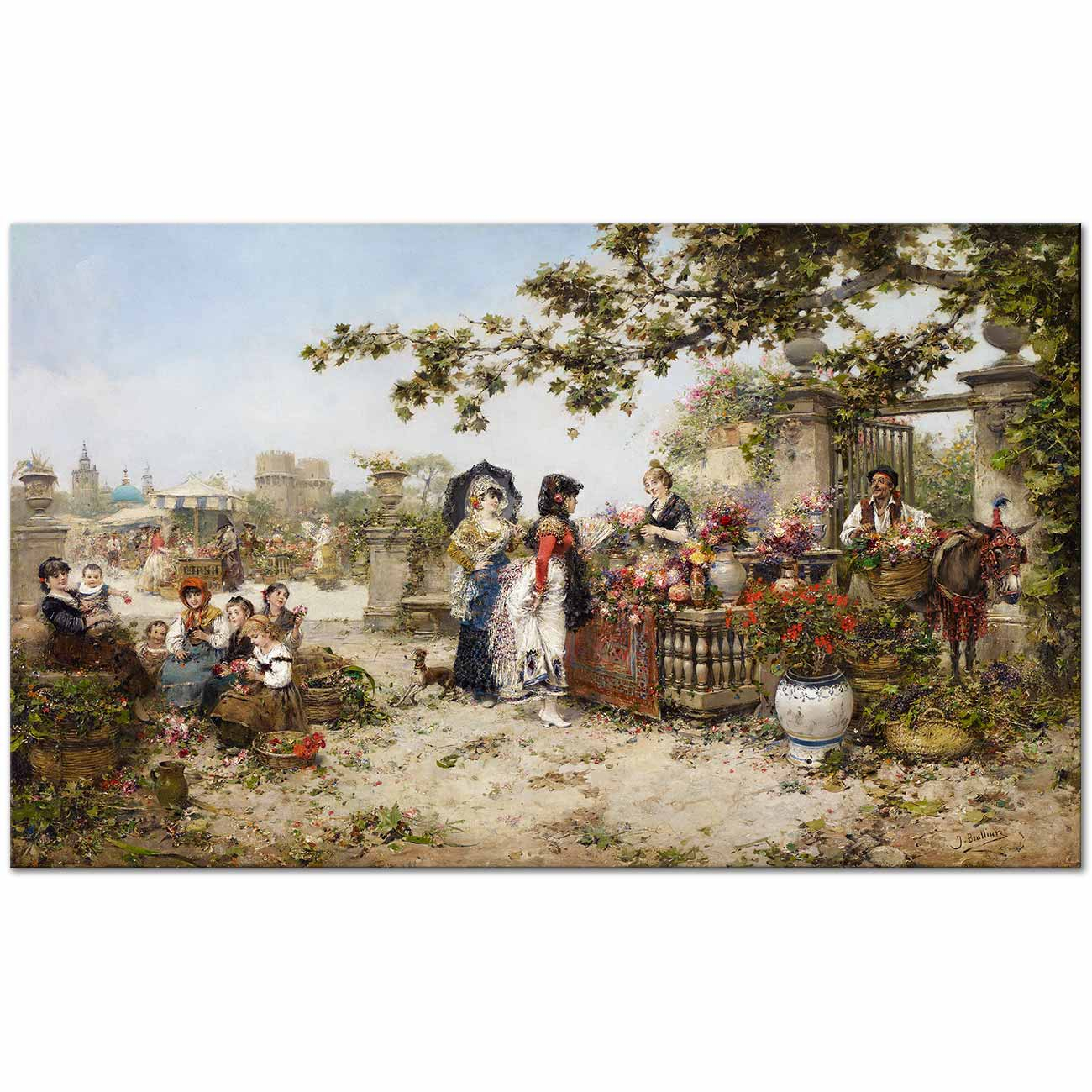 Jose Benlliure Gil Çiçek Pazarı Kanvas Tablo